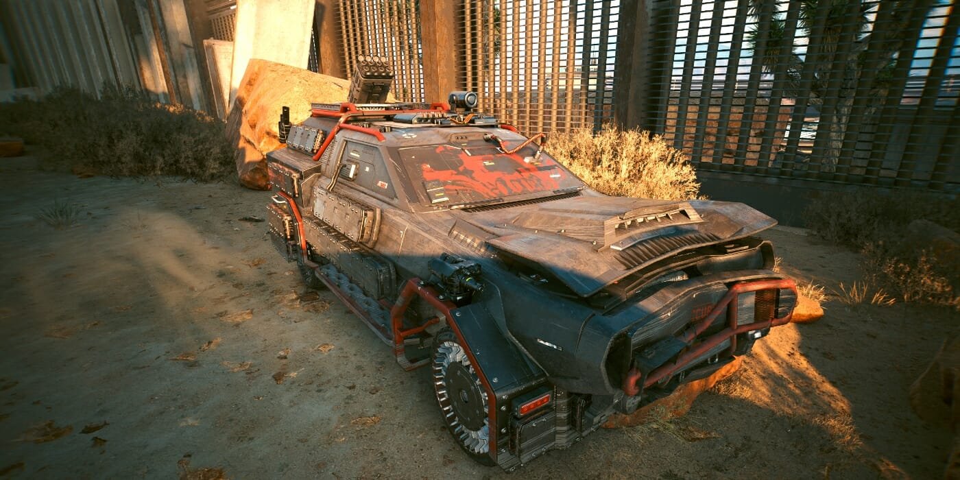 An armed car in Cyberpunk 2077