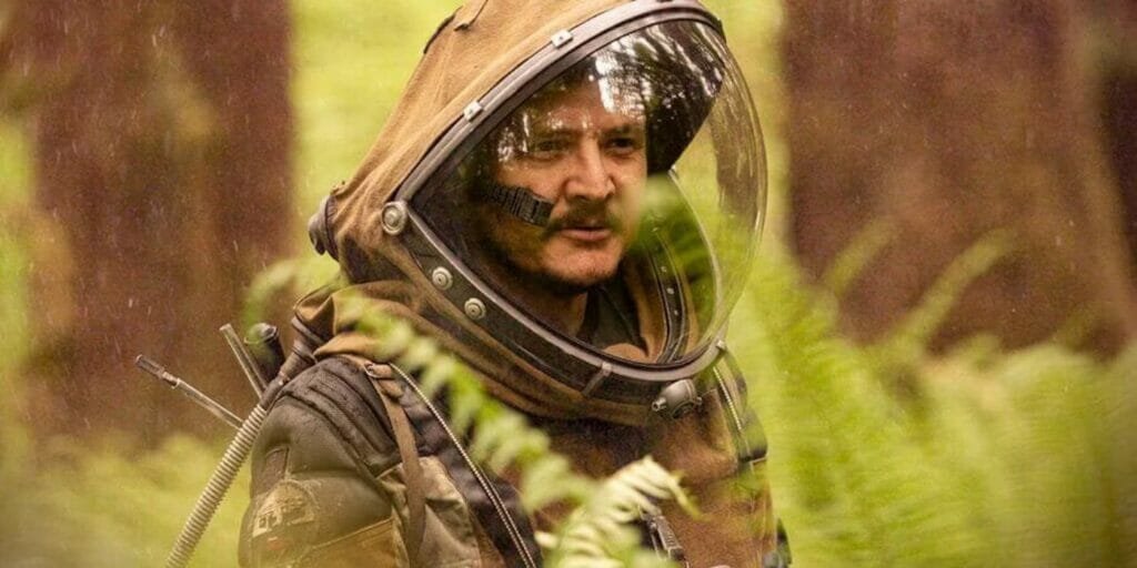 A shot of Pedro Pascal from the sci-fi movie Prospect